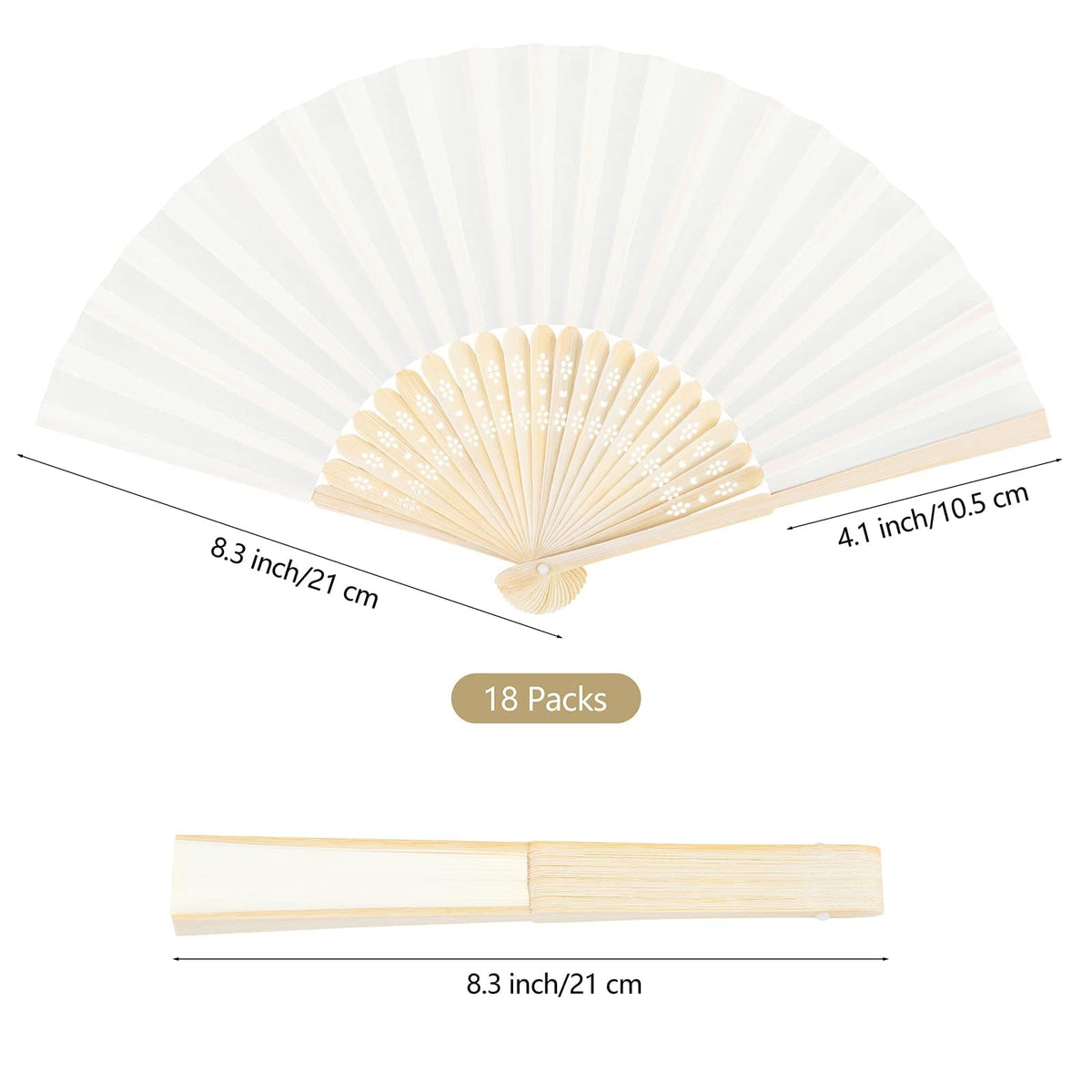 18 Piece Hand Fans (Cream)