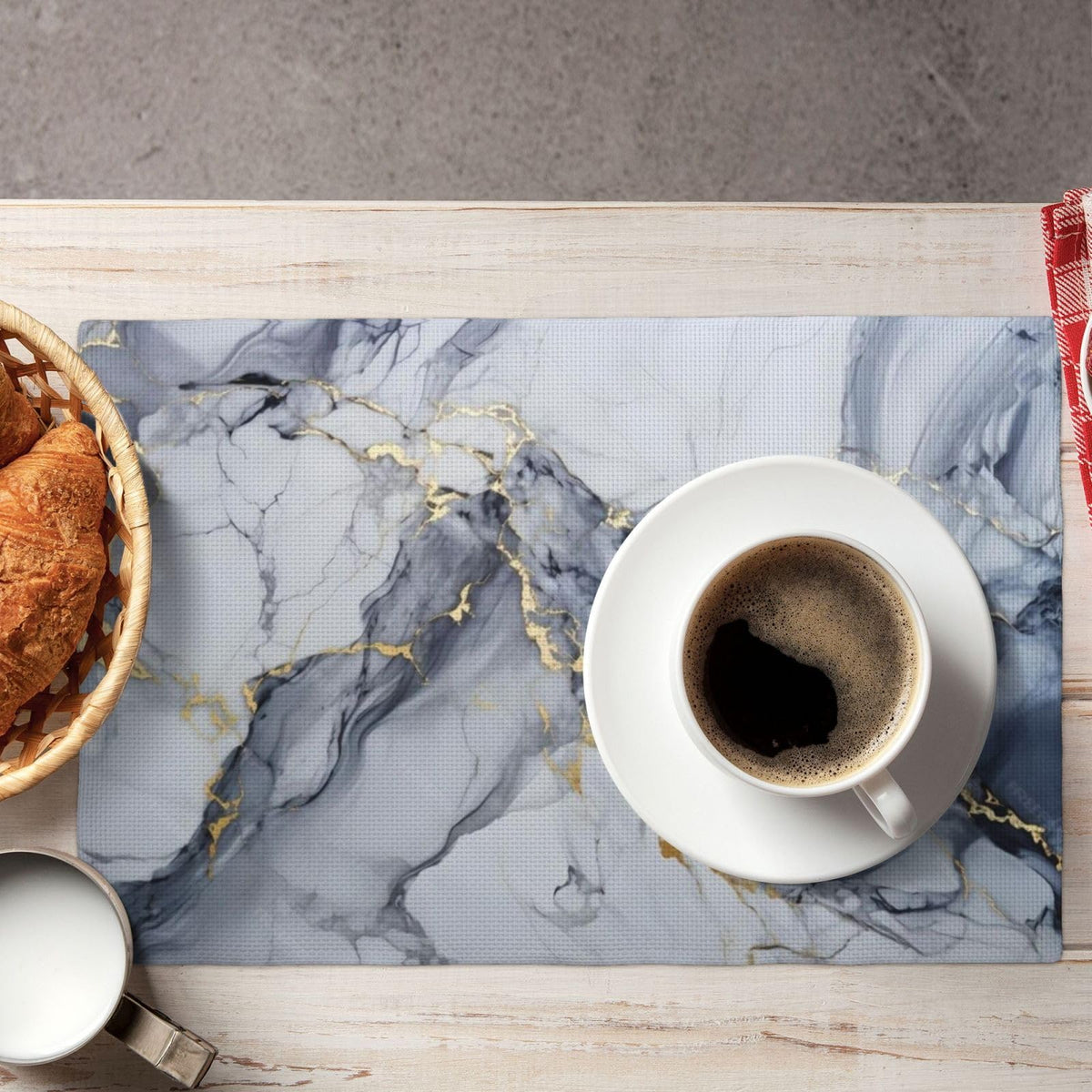 Grey White Gold Marble Place Mat Set of 4 Pieces Heat (4PCS / Grey White Gold Marble)