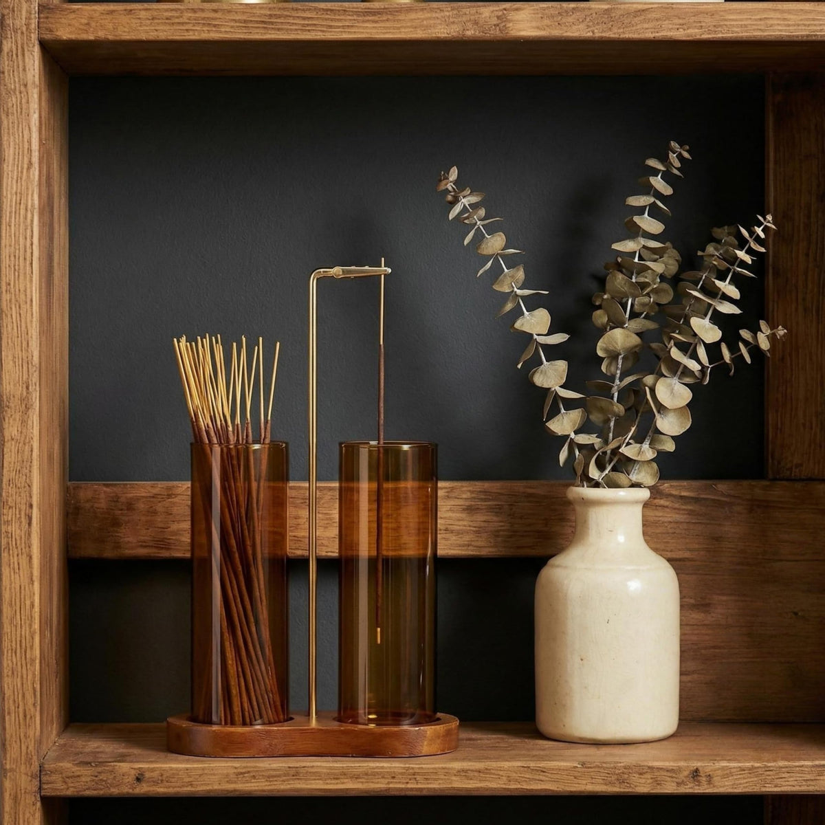 Amber Glass Incense Holder (Amber)