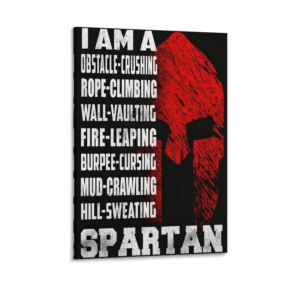 I Am A Spartan Obstacle Race Motivation Canvas Printing Wall Art Prints Wall Decor Posters Red Black Warrior Helmet Gym Fitness Training Bedroom Office Garage Decor 16x24inch (style-35 / 16x24inch(40x60cm) Frame)