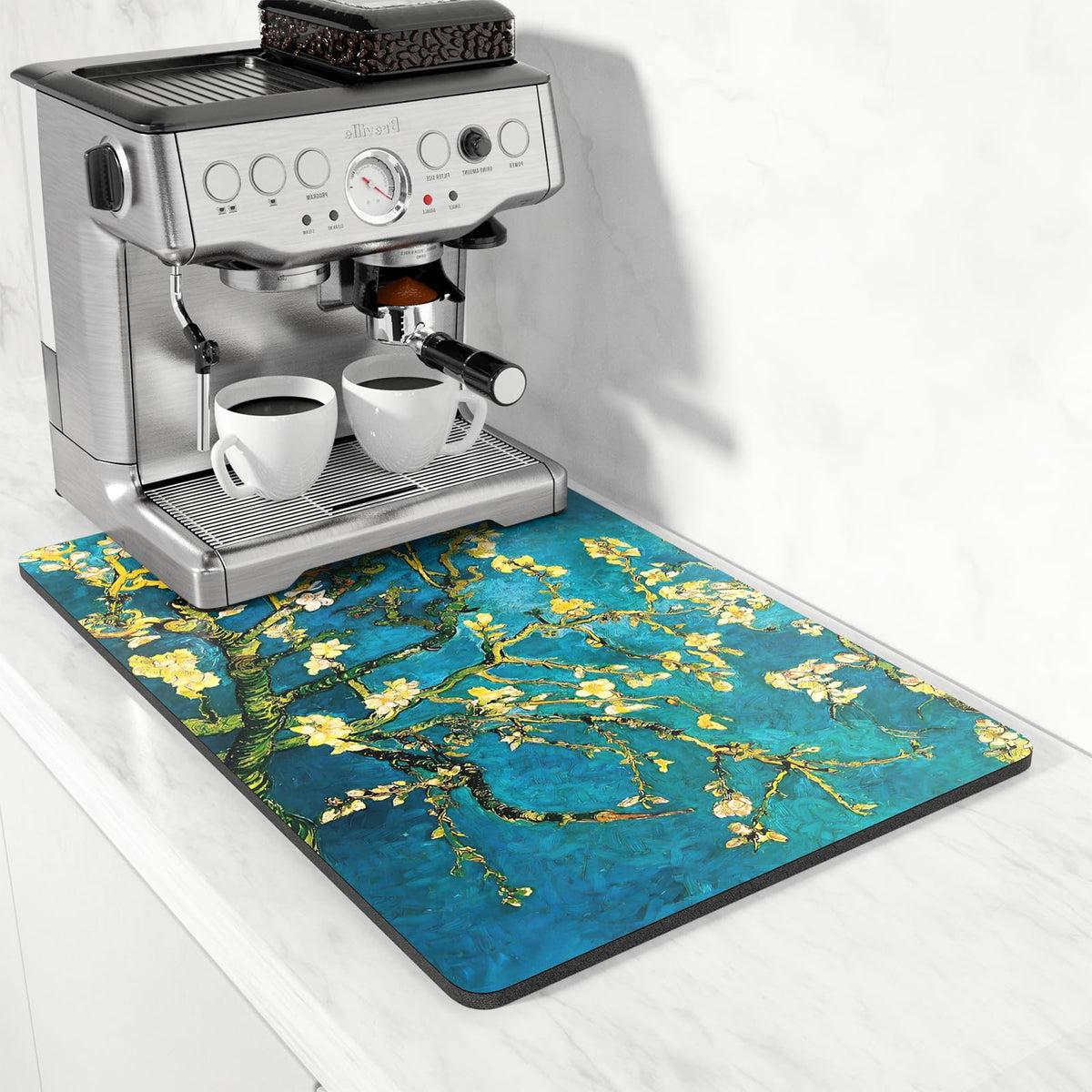 Coffee Mat 16" x 24" Coffee Bar Mats for Espresso Machine Station Accessories and Organizer (Almond Blossom / 16" x 24")