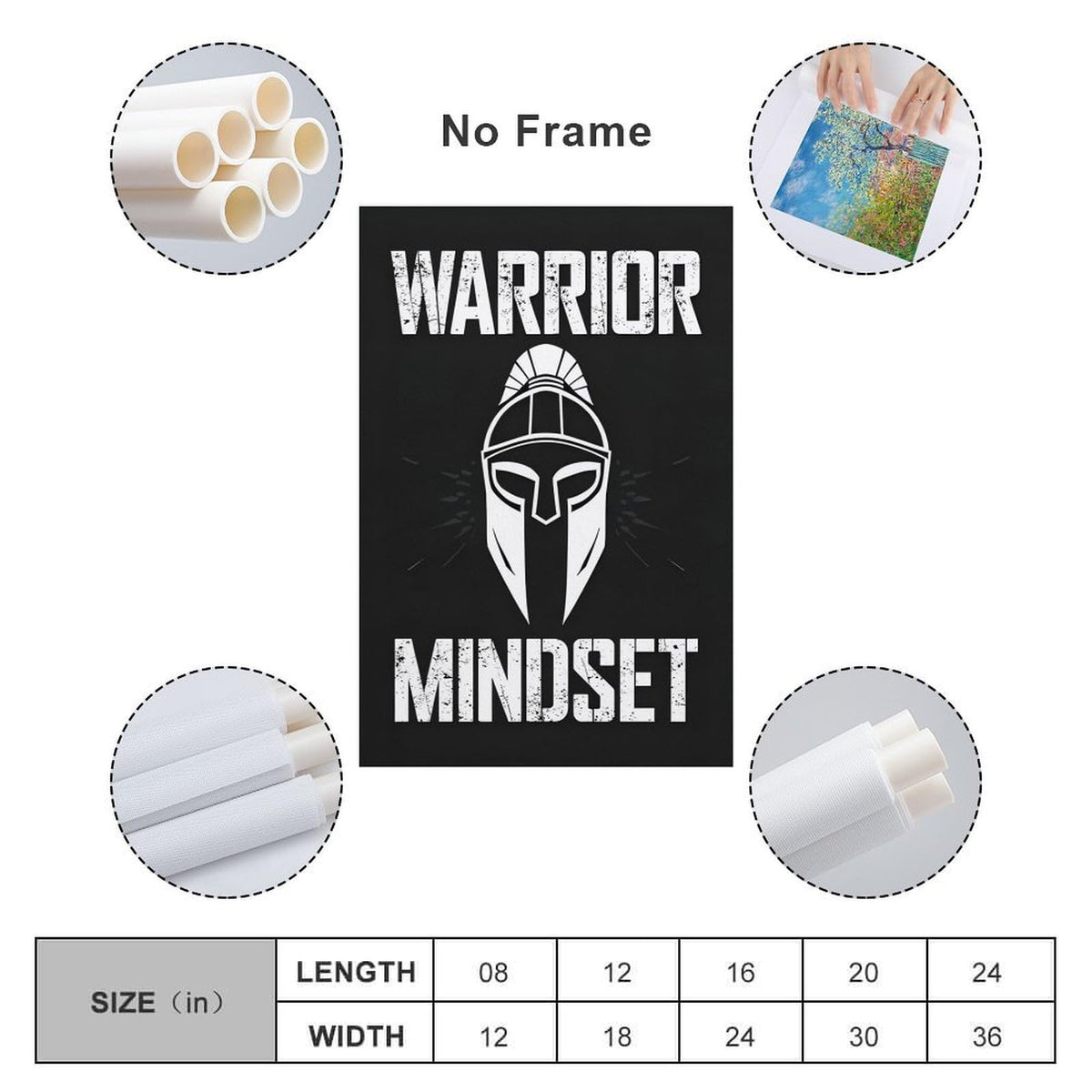 Warrior Mindset Spartan Helmet Canvas Printing Wall Art Prints Wall Decor Posters Black White Minimalist Gym Fitness Motivation Living Room Bedroom Office Training Decor 08x12inch (style-4 / 08x12inch(20x30cm) Unframe)