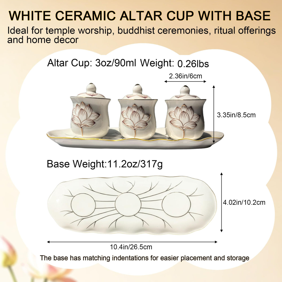 Buddhist Altar Supplies Set for Buddha Tibetan Worship Shrine (White)