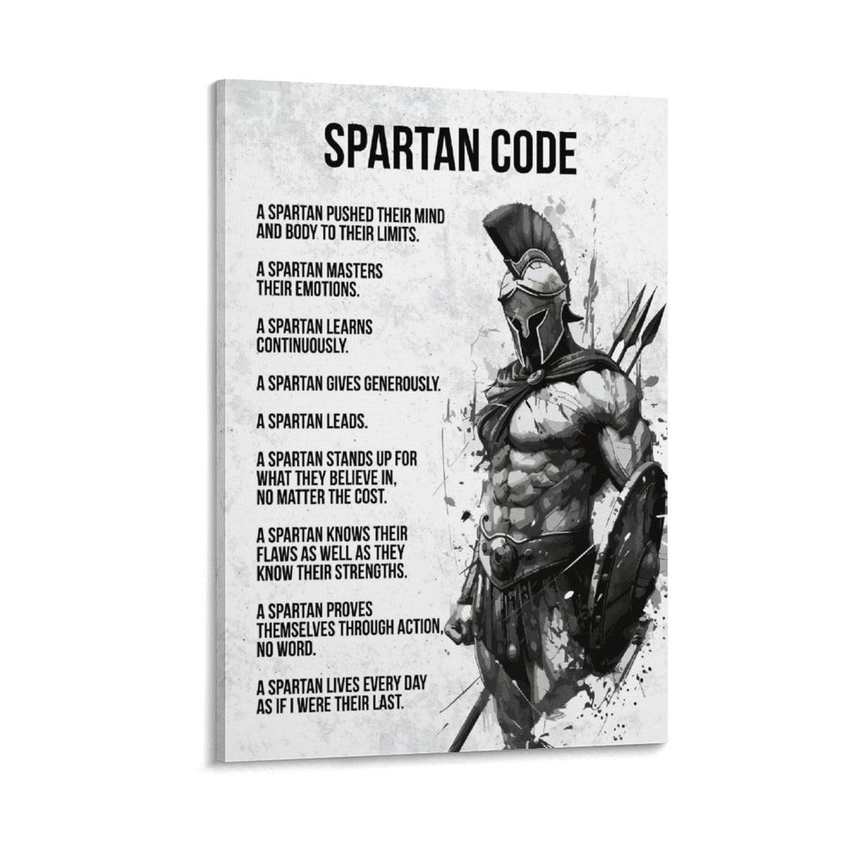 Spartan Code Motivational Quote Canvas Printing Wall Art Prints Wall Decor Posters Warrior Philosophy Monochrome Minimalist Living Room Bedroom Office Gym Study Decor 16x24inch (style-28 / 16x24inch(40x60cm) Frame)