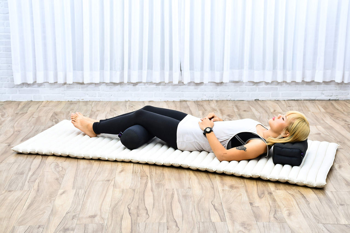 Yoga Bolster 20 x 6 x 6 inches Kapok Roll for Meditation & Massage (Cl02 - Black)