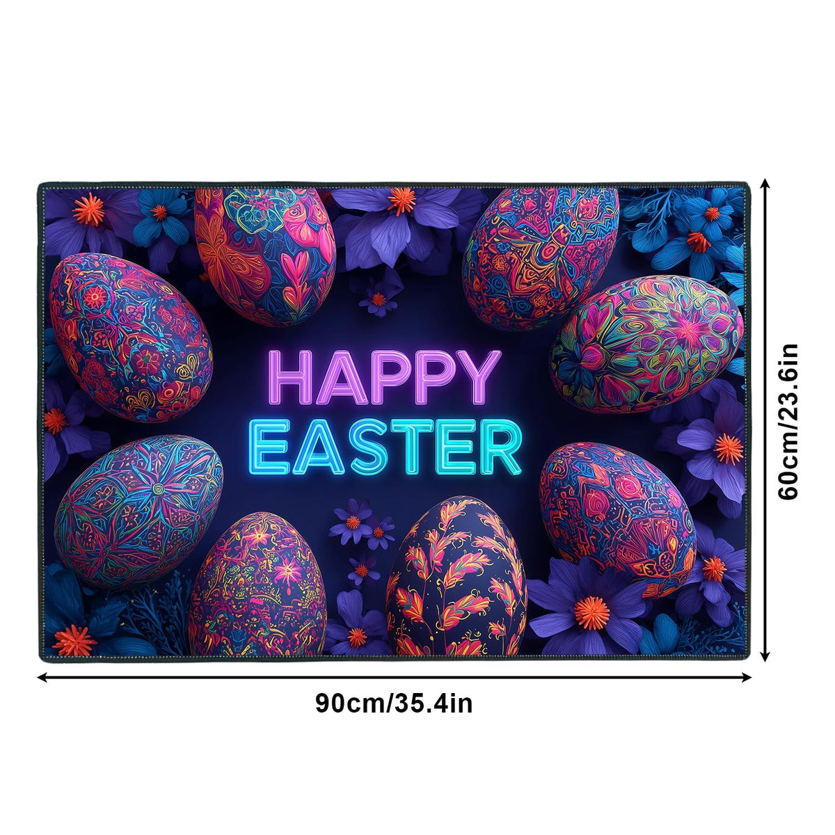 2x3FT Happy Easter Area Rug Neon Eggs Indoor Entryway Rug (#10 / 2' x 3' (Rectangular))