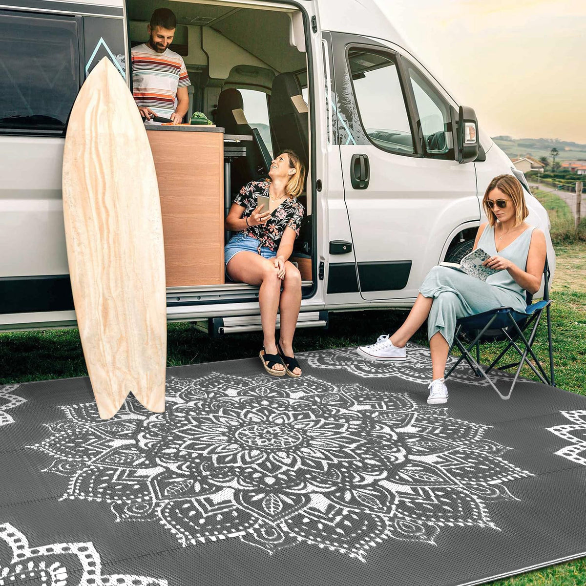 Waterproof Outdoor Rug 6x9 ft (6' x9' / Grey)