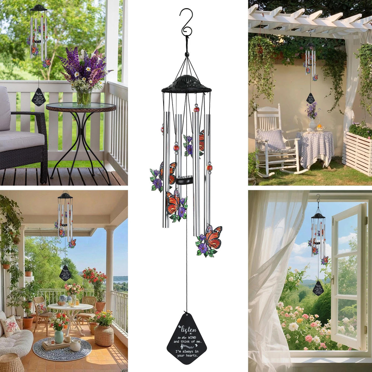 Butterfly Memorial Wind Chime (Autumn Garden – Butterfly – 34 Inch)