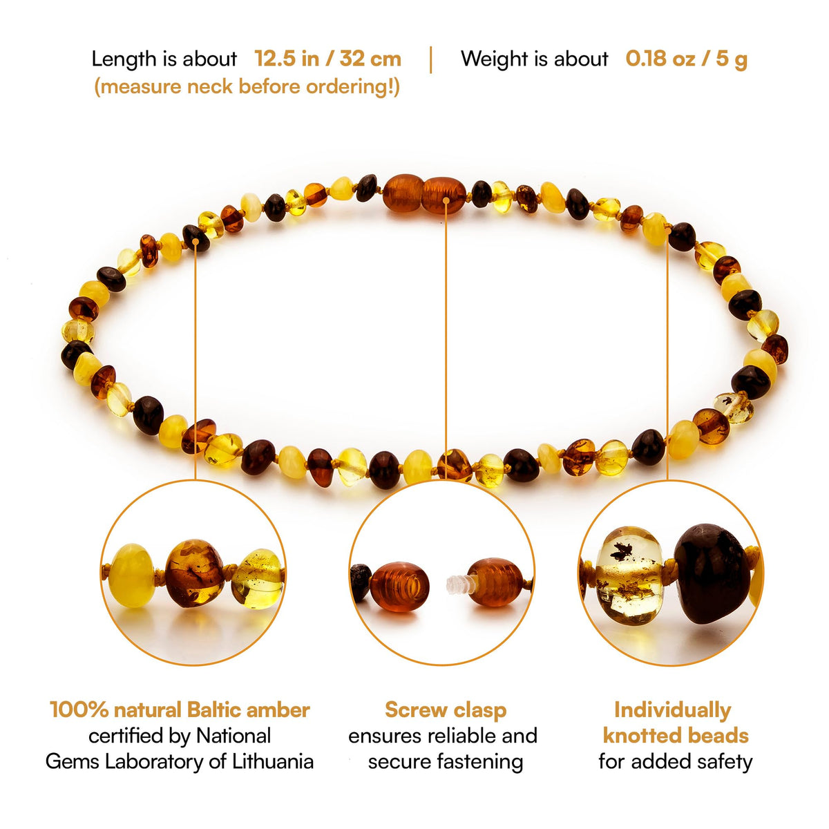 Baltic Amber Necklace (Multi)