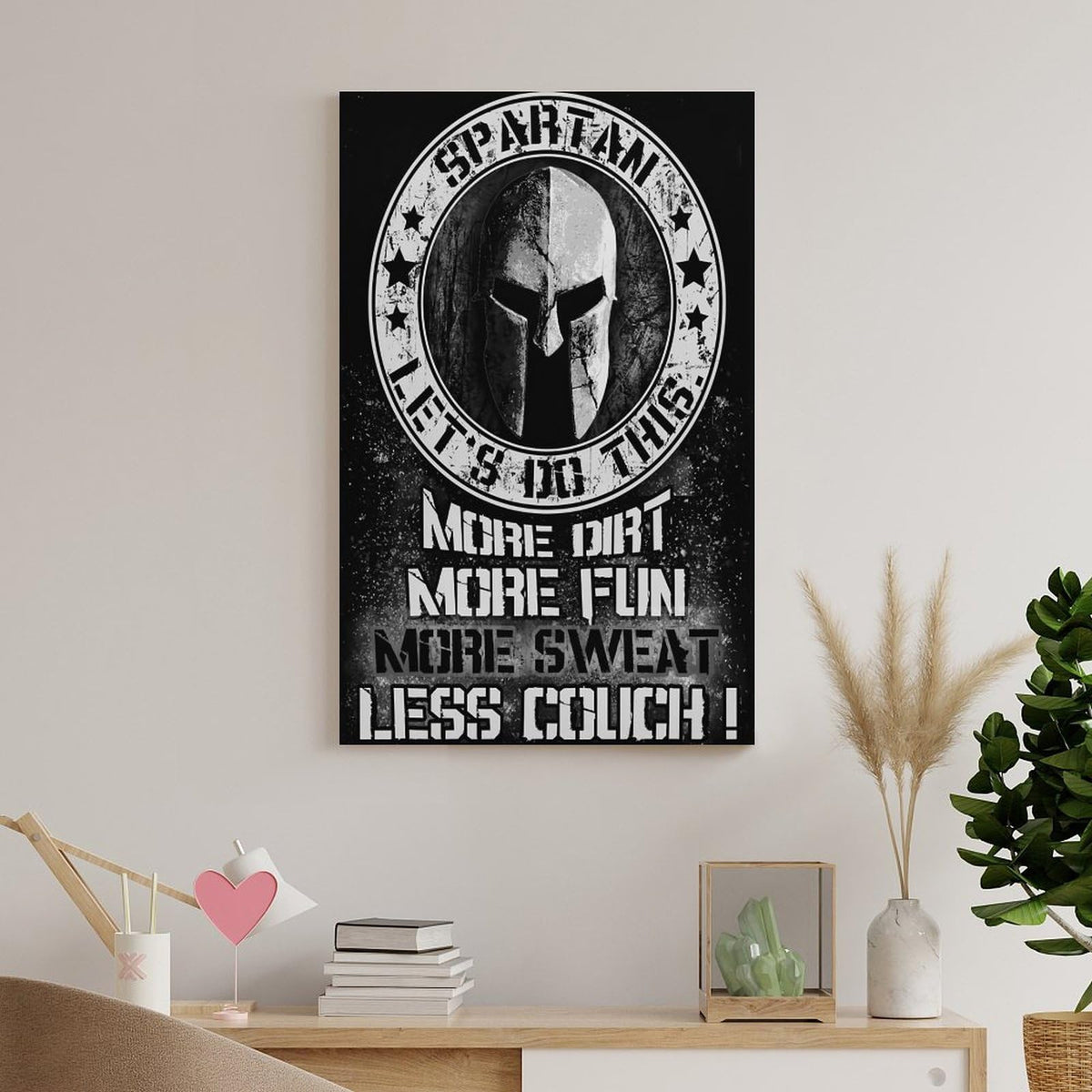 Spartan Law Never Retreat Never Surrender Warrior Shield Spear Canvas Printing Wall Art Prints Wall Decor Posters Motivational Greek Soldier Living Room Bedroom Office Gym 08x12inch (style-24 / 08x12inch(20x30cm) Frame)