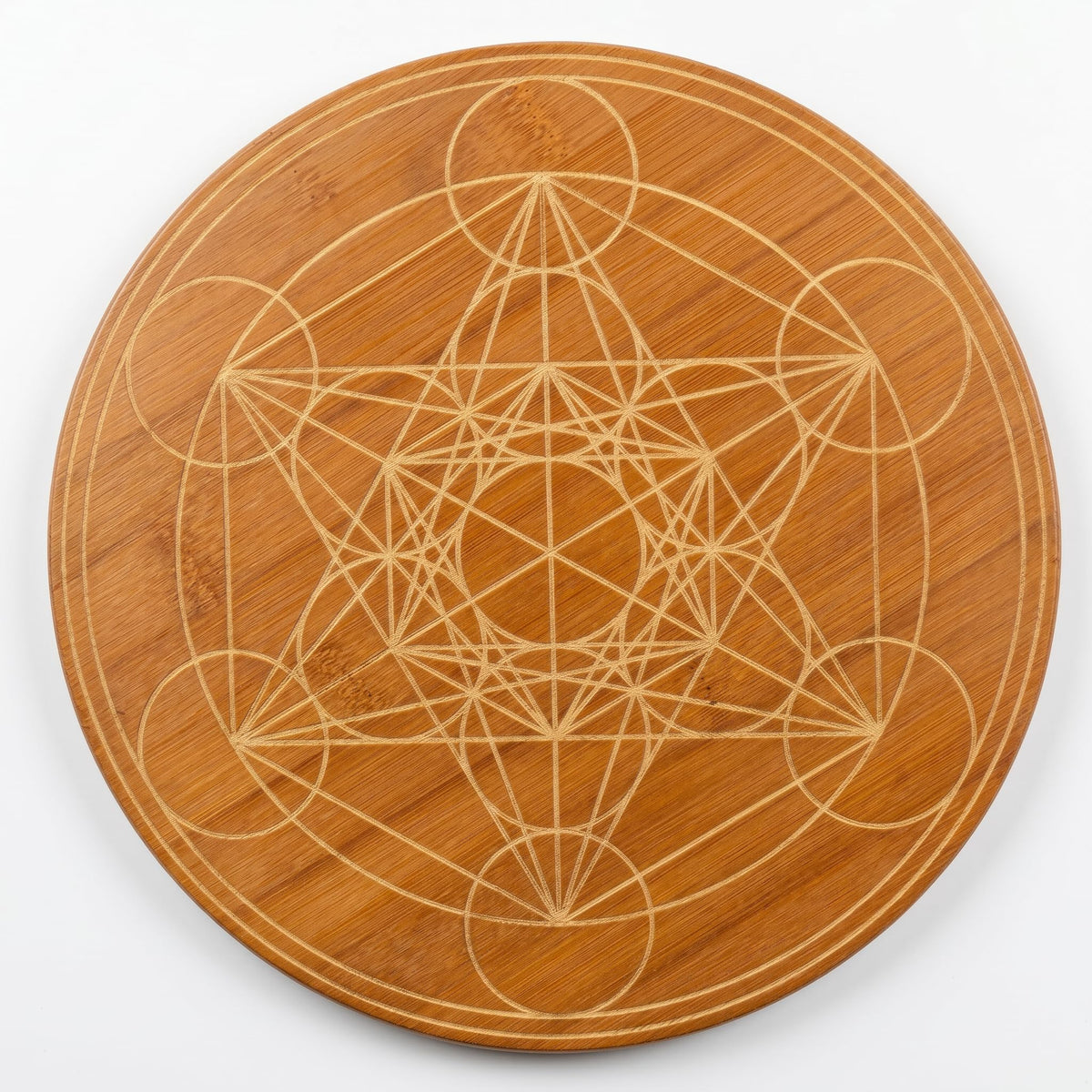 Crystal Grid Board 10" Metatron's Cube Bamboo Energy Charging Plate (Metatron's Cube)