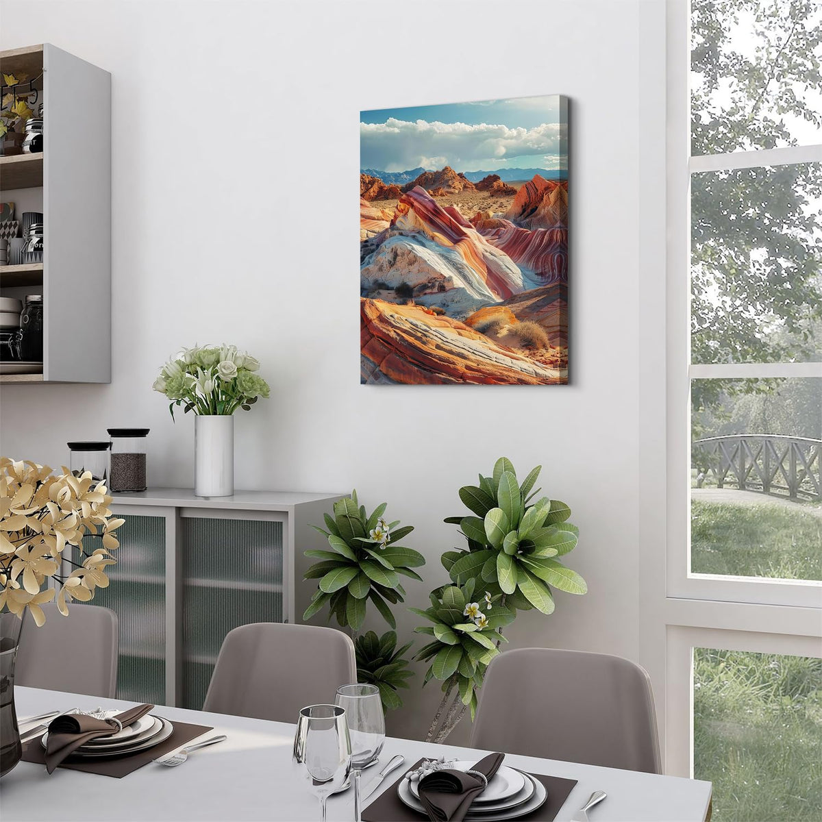 Nature Desert Landscape Wall Art for Bedroom Decorations Western Decor Rock Mountain Pictures Wall Decor USA Nevada Valley of Fire State National Park Scenery Painting Canvas Prints Artwork 12x16" (12"L x 16"W / FSPFJ11)