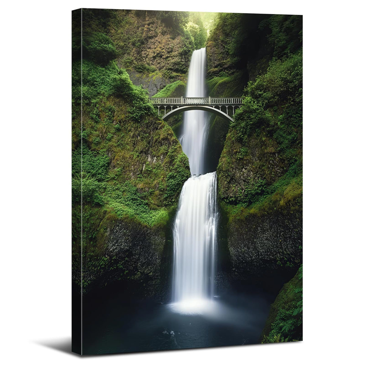 Nature Waterfall Wall Art USA Oregon Mountain Forest Canvas Prints for Living Room Nature Multnomah Falls Landscape Painting Decor Tropical National Park Poster Artwork Home Bathroom Decoration 16x24” (16"L x 24"W / Nature08)