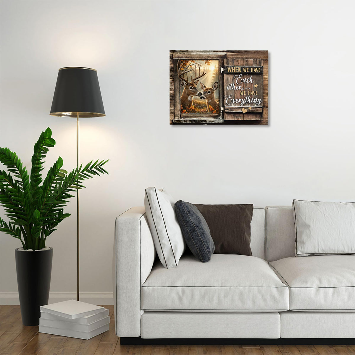 Farmhouse Deer Couple Decor Wall Art (Brown / 24"L x 20"W)