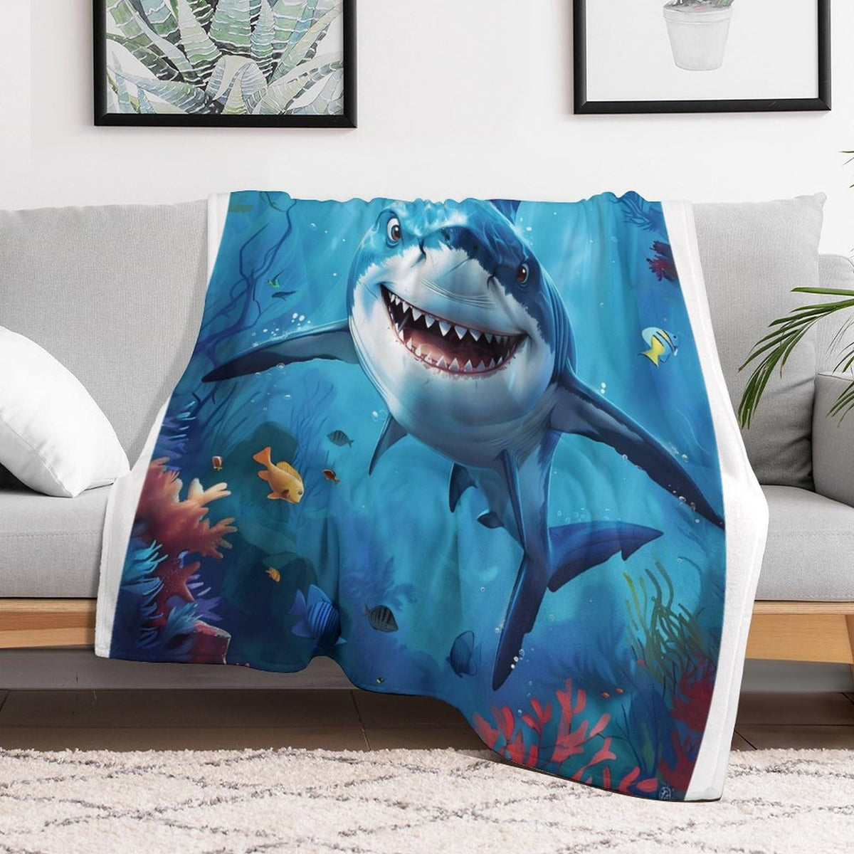 Shark Blanket Ocean Fleece Throw Blanket Shark Gift Stuff Pictures Decor Blankets Gifts Fuzzy Plush Super Soft Cozy Warm for Girls Boys Kids Women 60"x80" (60"x80" / Shark)