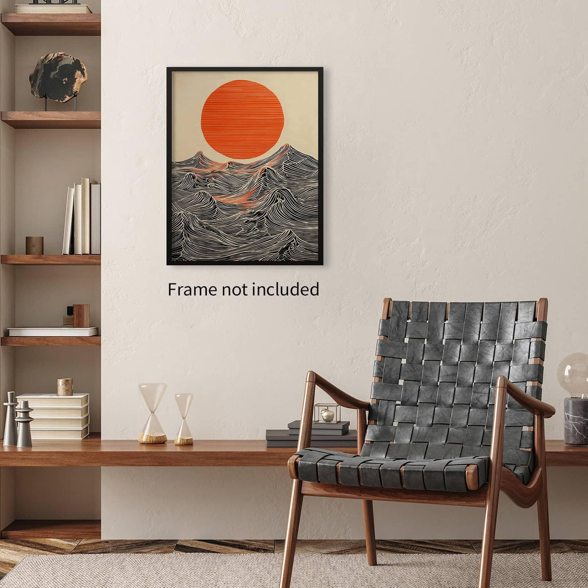 Abstract Japanese Style Artwork Sun and Waves Canvas Wall Art Modern Minimalist Ocean Poster Asian Home Decor Print Painting 11x14in Unframed for Japanese Living Room Bedroom Office (Unframed / Japanese Painting / 14"L x 11"W)