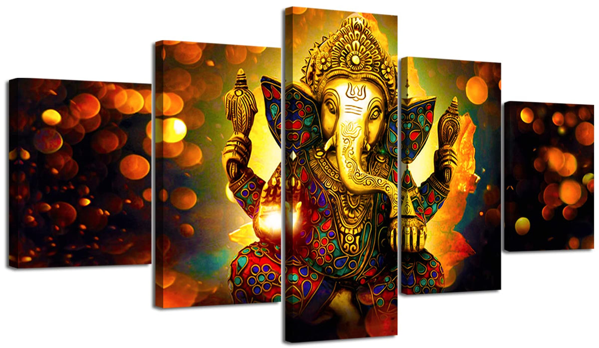 Large 5 Pieces Lord Ganesha Indian Wall Decor (60"L x 32"W / Art 08)