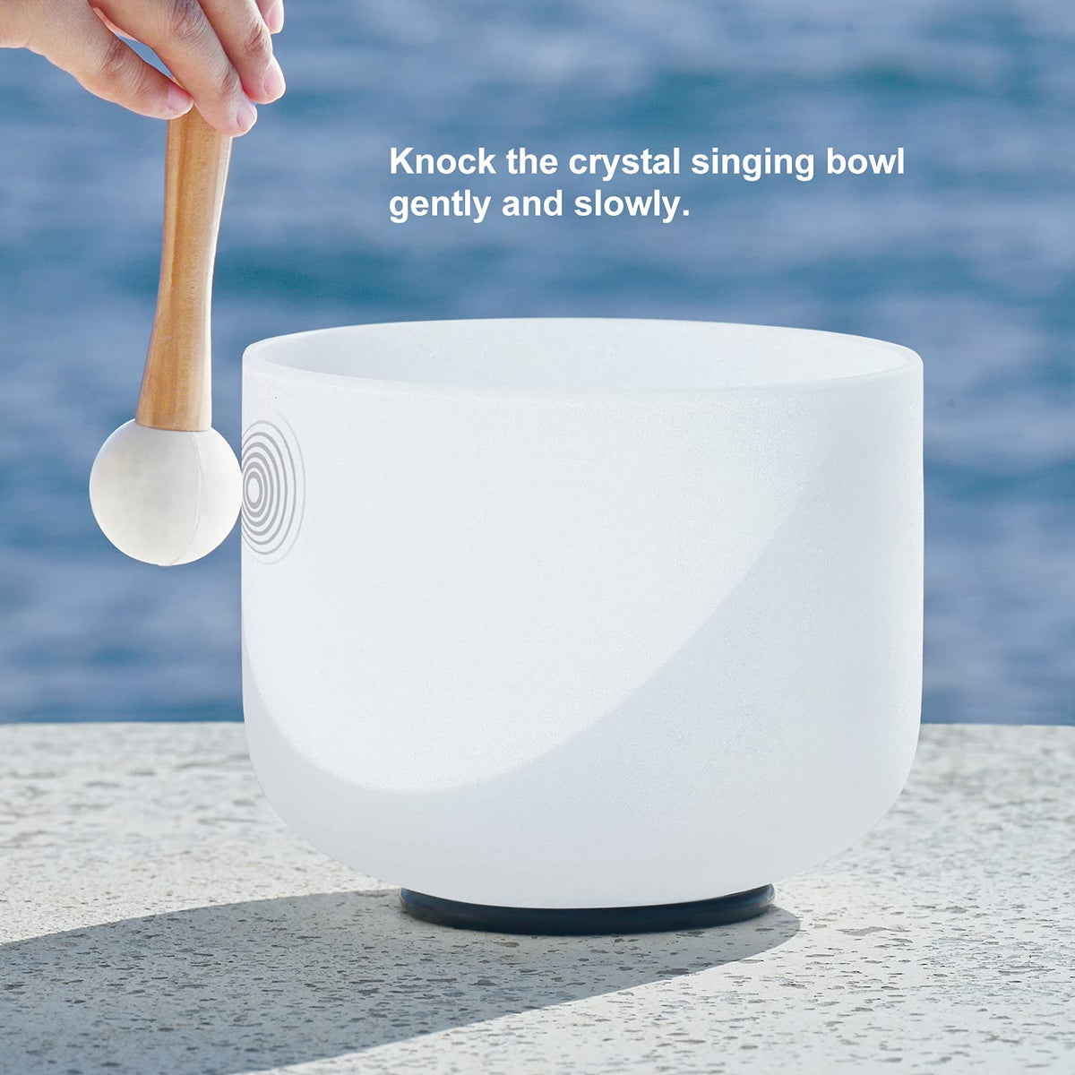 Crystal Singing Bowl White 8 Inch G Note 440HZ Throat Chakra (8 Inch G / white 8G)