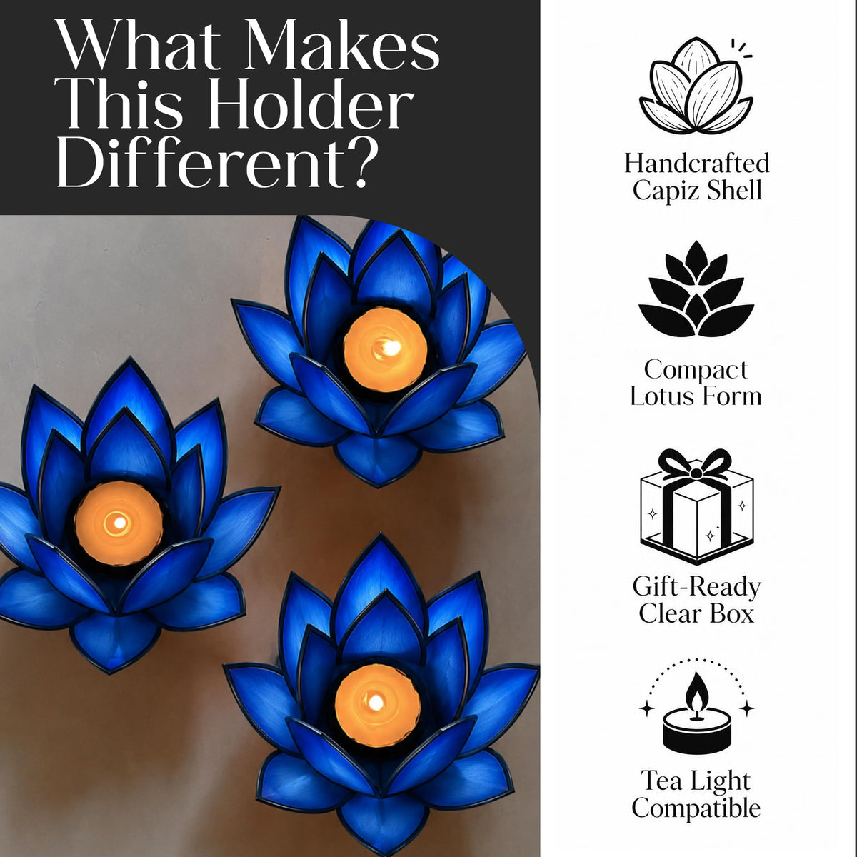 Lotus Tea Light Candle Holder (Blue Lagoon / Mini)
