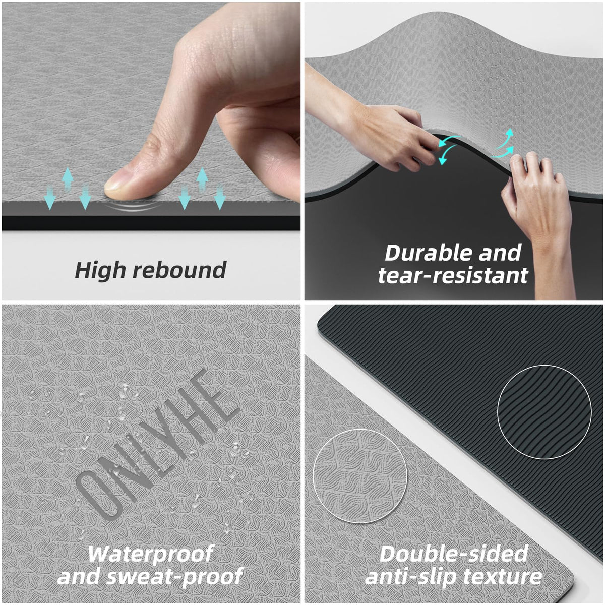 Yoga Mat Thick (Grey + Black)