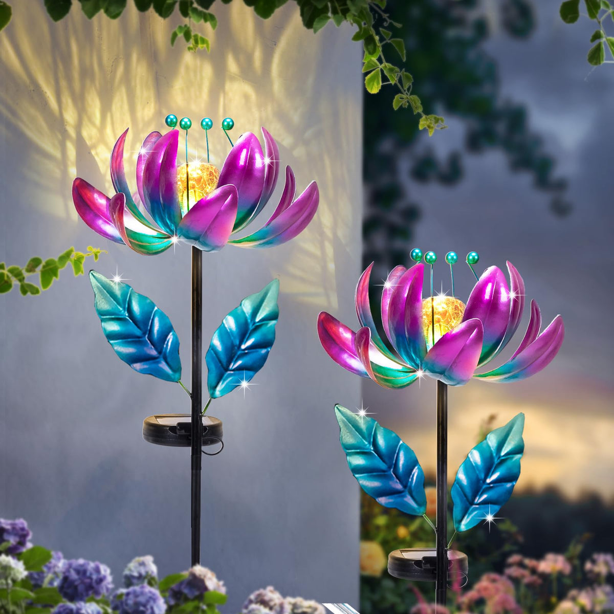 Outdoor Garden Decor Solar Spinners Lights (Purple-standard)