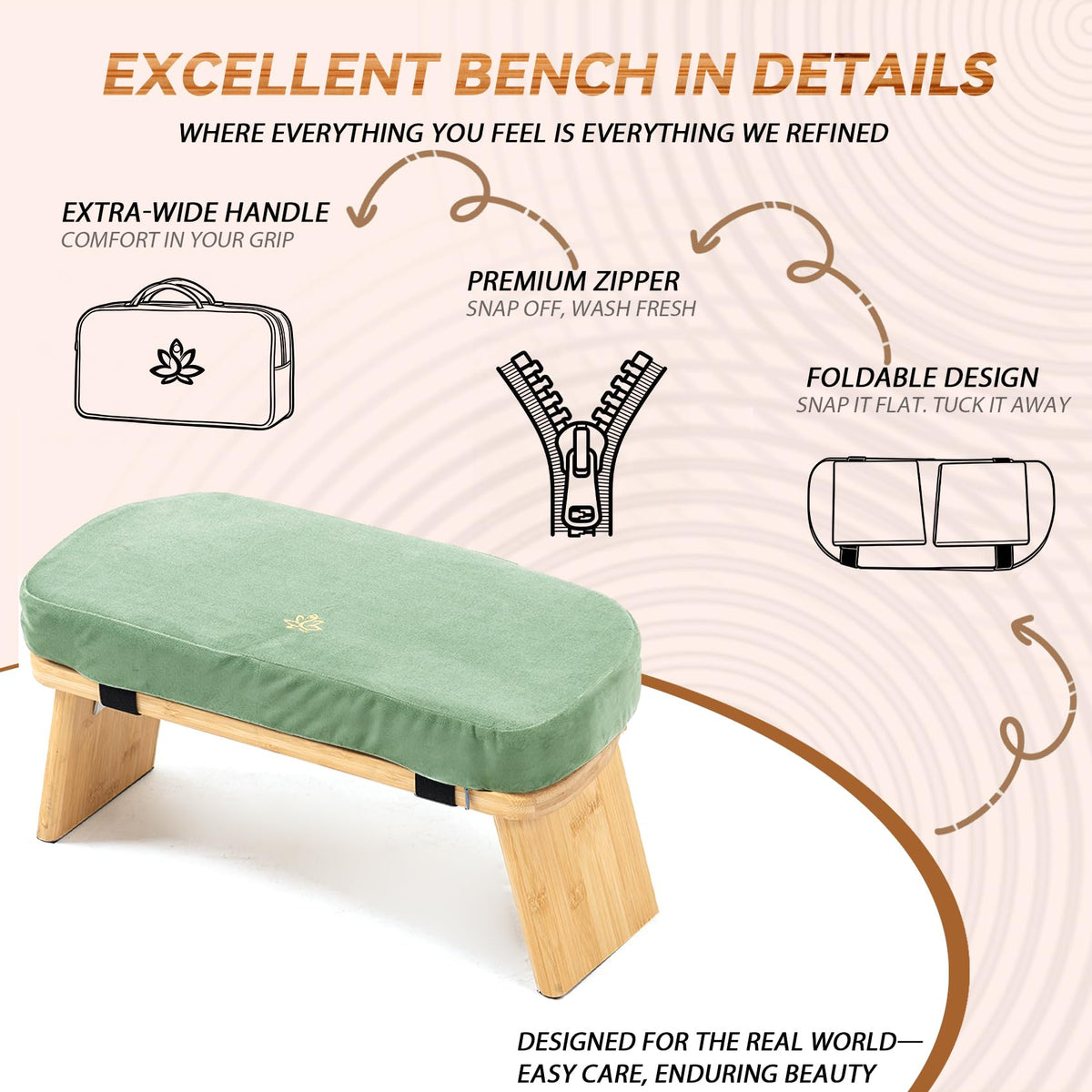 Bamboo Meditation Bench (Green-bag)