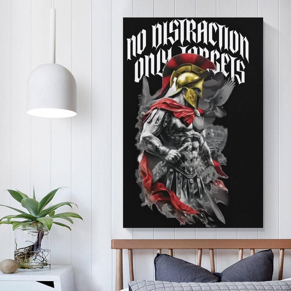No Distraction Only Targets Spartan Warrior Canvas Printing Wall Art Prints Wall Decor Posters Black Red Gothic Motivational Bedroom Living Room Office Gym Decor 08x12inch (style-30 / 08x12inch(20x30cm) Unframe)