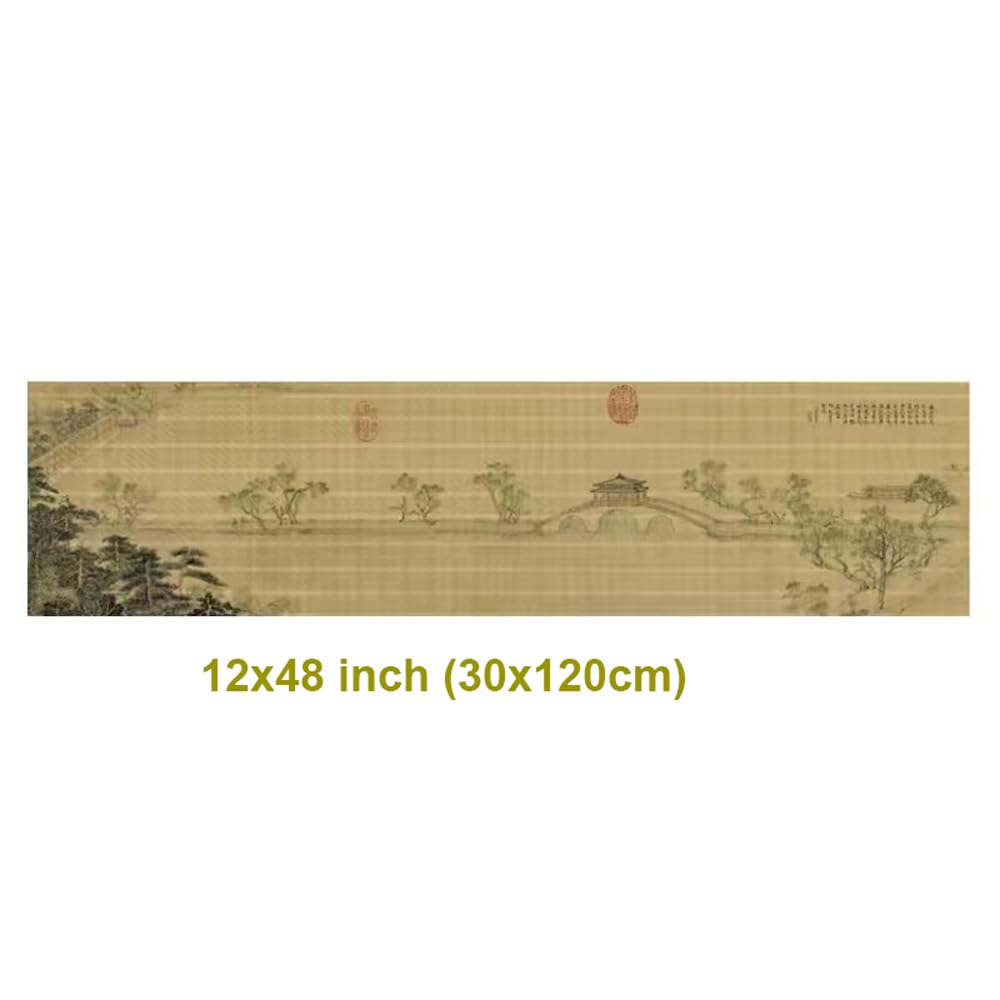 Asian Style Bamboo Table Runner (Jade Belt Bridge / 12x48 Inch)