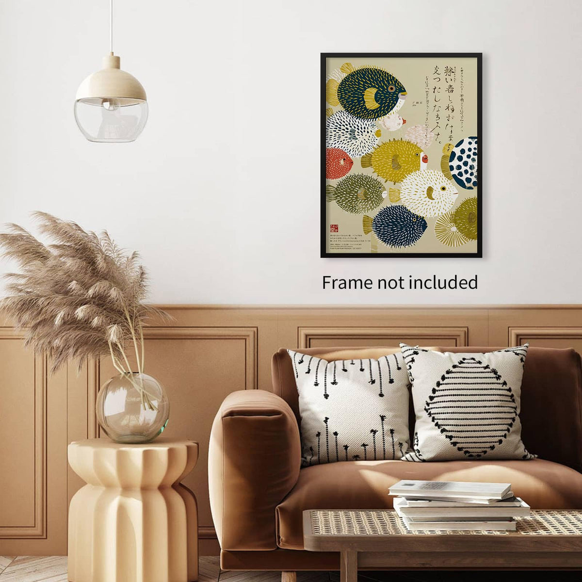 Vintage Japanese Canvas Wall Art Puffer Fish Prints Posters Colorful Fish Pictures Painting Mid Century Modern Artwork Decor 8x10in Unframed for Minimal Coastal Home Bathroom Bedroom Living Room (Unframed / Japanese Canvas / 10"L x 8"W)