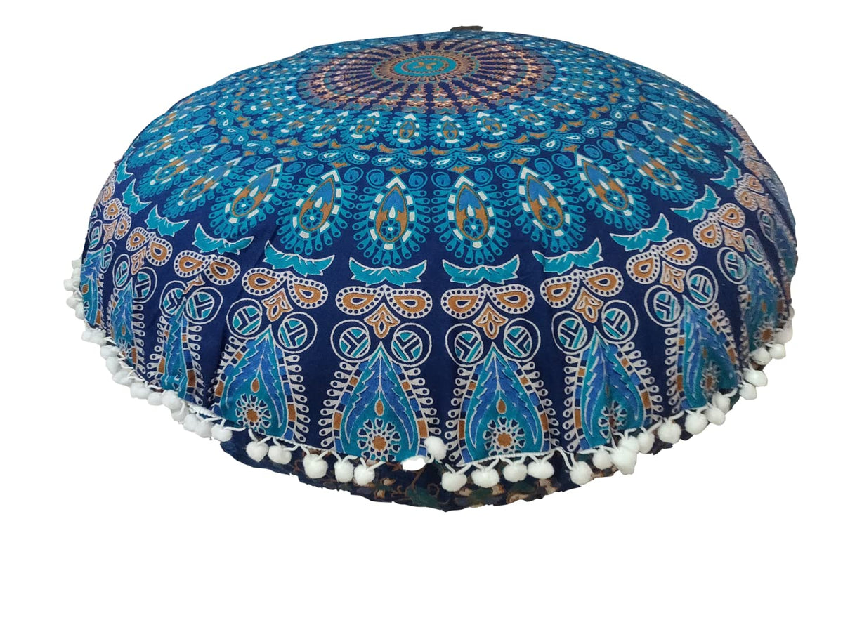 ICC Large Hippie Elephant Mandala Floor Pillow Cover (Green Peacock)