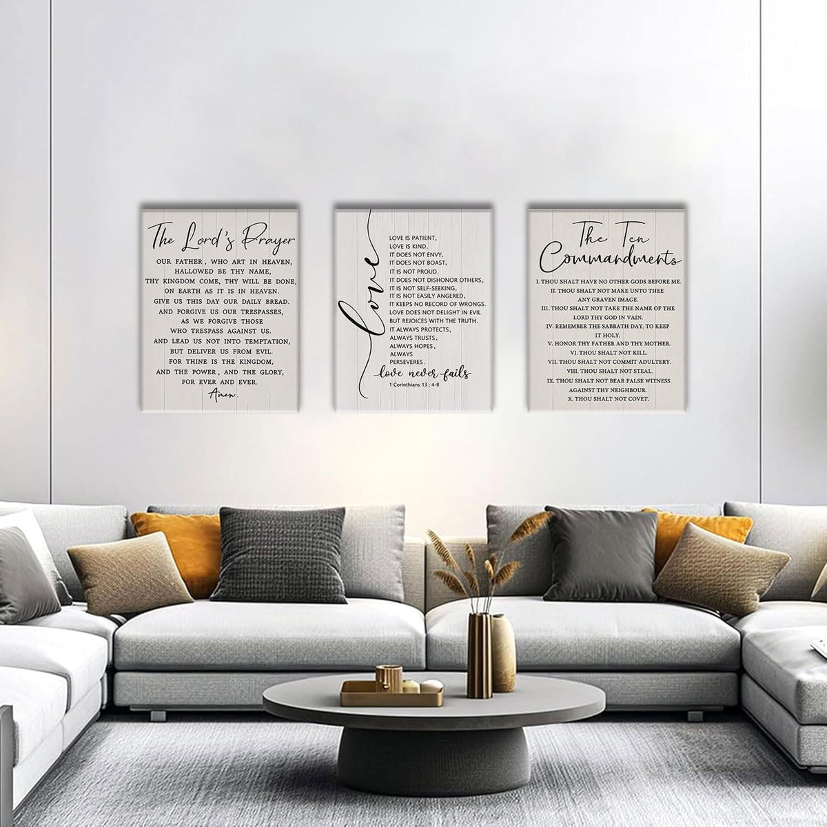 3 Piece 10 Commandments Wall Art Christian Canvas Wall Art Bible Verse Pictures Wall Decor Jesus Religious Art Prints Scripture Artwork for Living Room Church Office (The Ten Commandments / 12x16in)