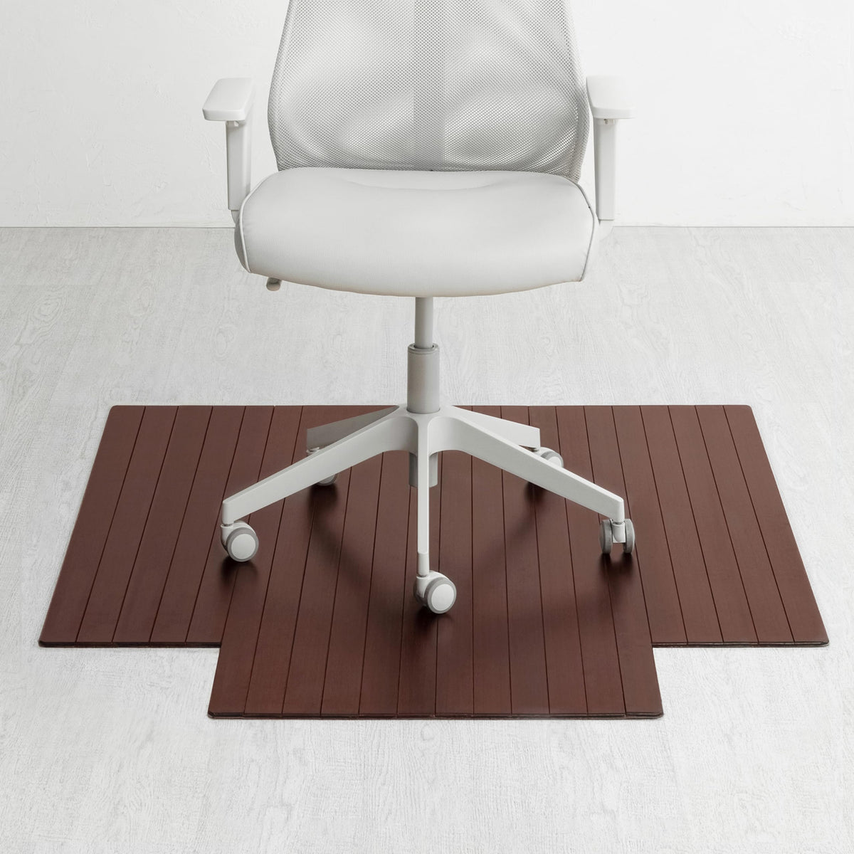 52" x 44" Bamboo Office Chair Mat for Carpet & Hardwood Floor (Dark Cherry / 52" x 44" / With Lip)