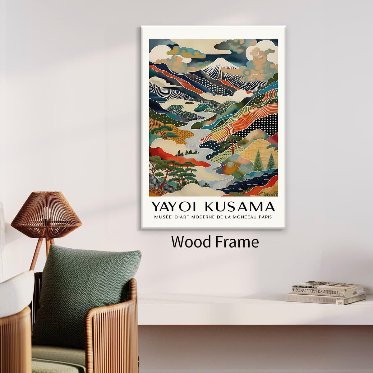 Framed Wall Art Yayoi. Kusama Posters Vintage Japanese Canvas Prints Mount Fuji Landscape Pictures Modern Nature Mountain Artwork 20x30 inch for Living Room Bedroom Office Gallery Decor (Wrapped Canvas / Japanese Art 011 / 30"L x 20"W)