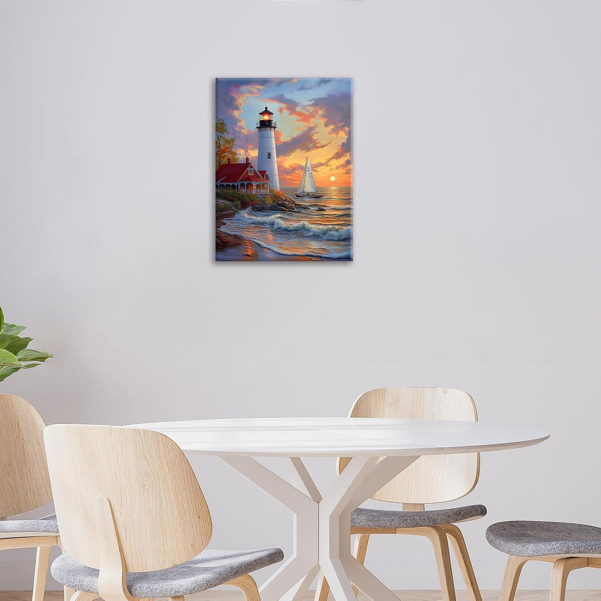 Lighthouse Canvas Wall Art Coastal Beach Modern ArtWork 12" x 16" (Lighthouse / 16"L x 12"W)