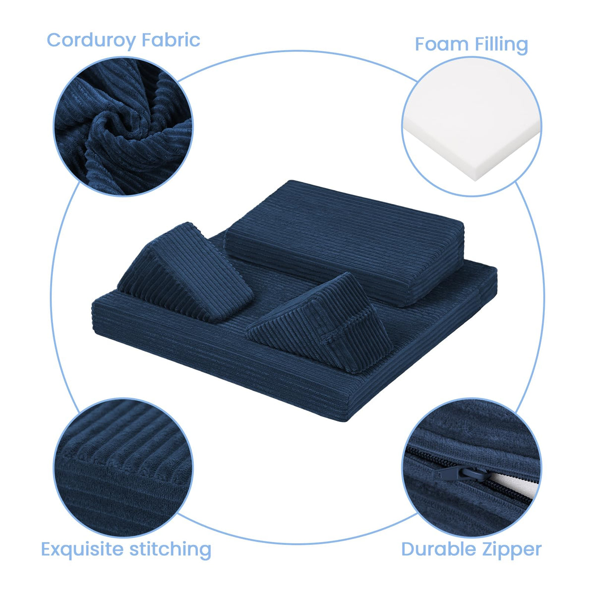 Meditation Cushion (Navy Blue / 24X24X4 Inch)