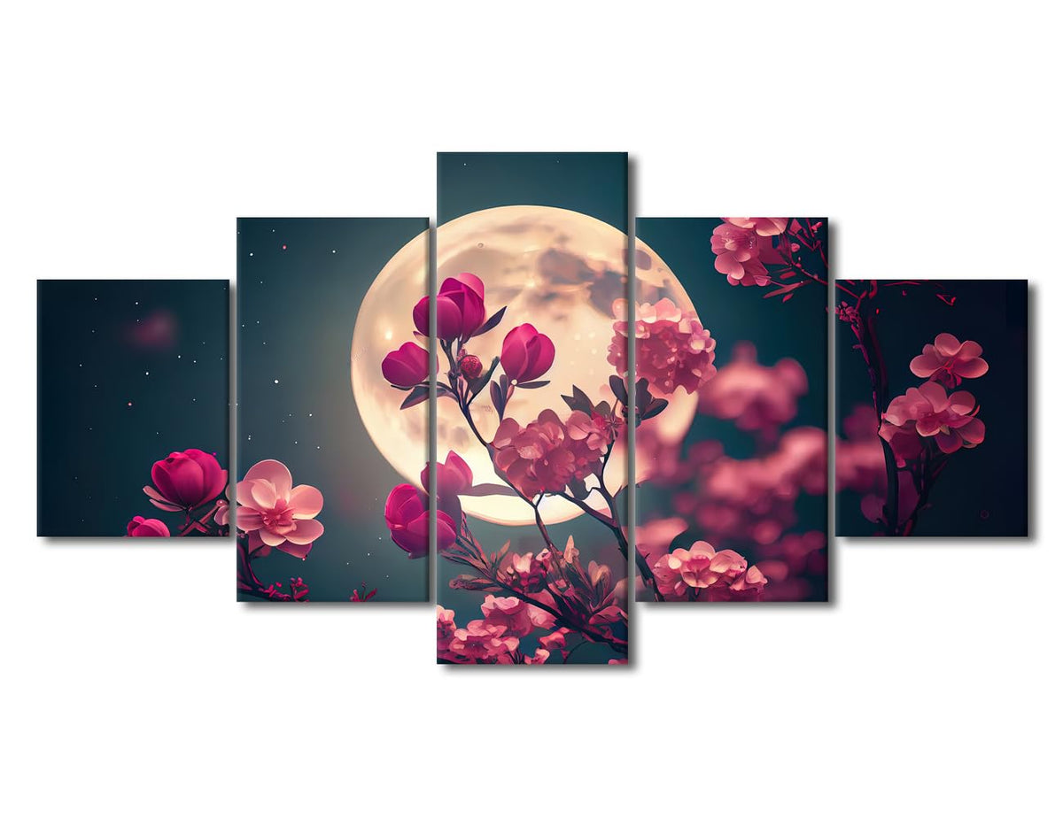 Wall Art Canvas Print Mystical Moonlit Forest Fantasy Landscape Artwork Large Framed Poster For Bedroom Living Room Dining Room Decoration Ready To Hang 60"Wx32"H‌ (60''Wx32''H / Artwork-01)