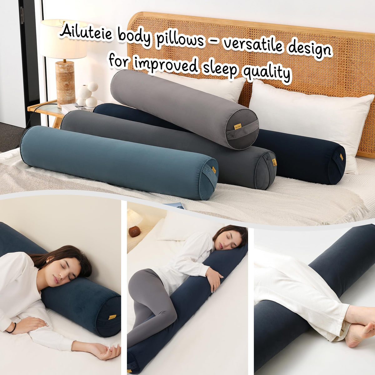 Body Pillow for Adults (Teal Blue / 39.37"*7.87")
