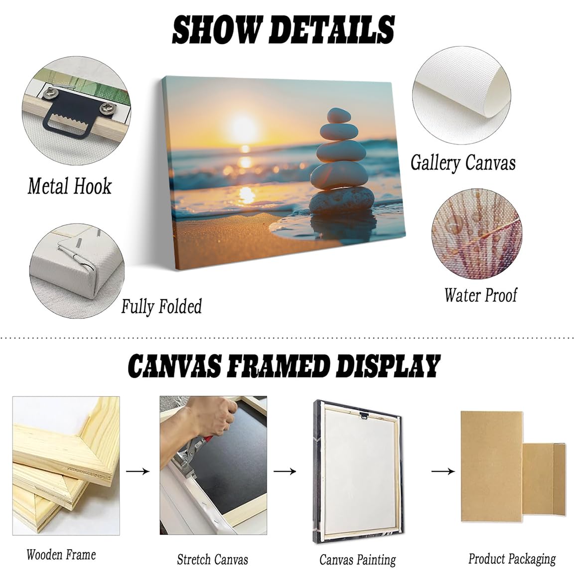 Zen Ocean Sunset Wall Art (Wood Framed-1 / 12"L x 16"W)