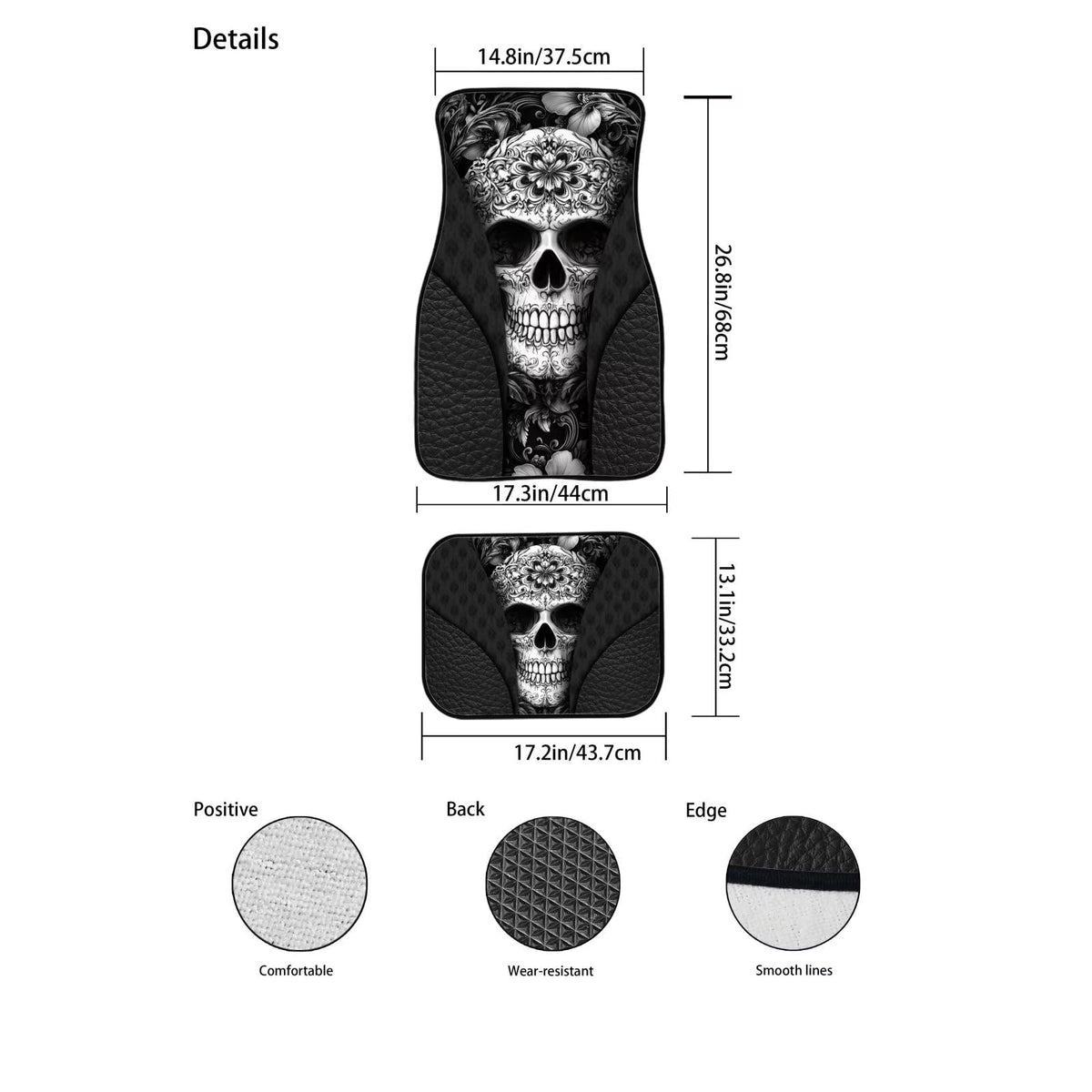 Black Skull Car Floor Mats for Men (Black Skull)