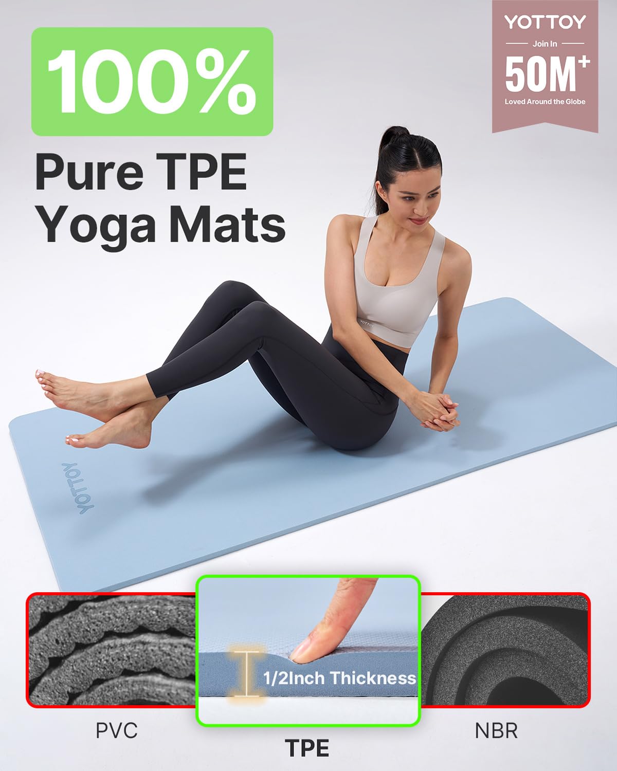 Yoga Mat Extra Thick Yoga Mat (Blue / 72*24*1/2inch)
