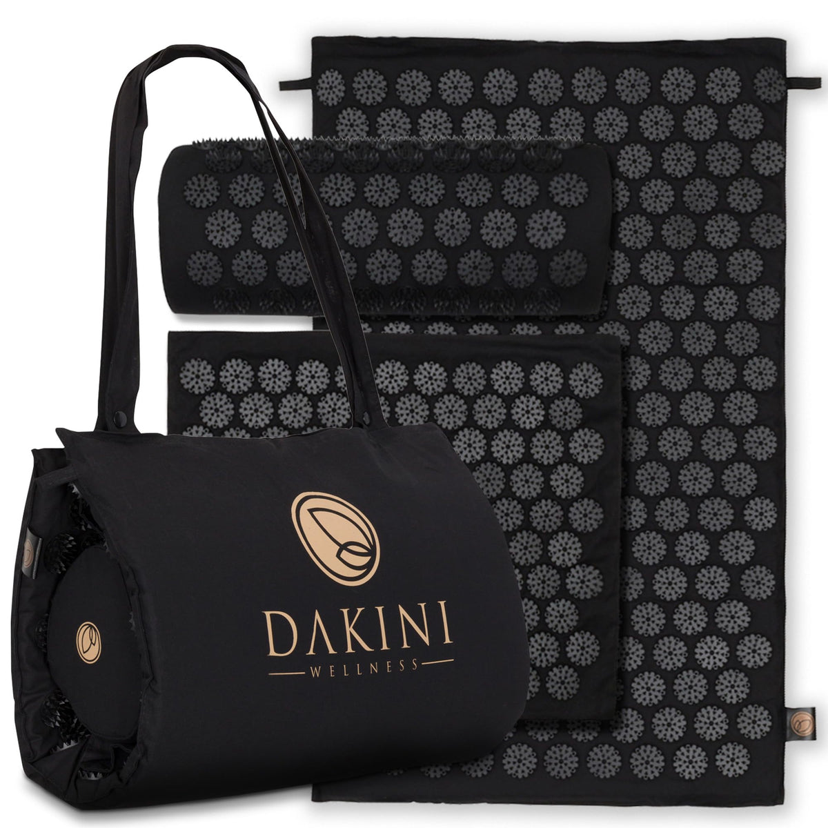 Acupressure Mat and Pillow Set with Mini Pad (Black)