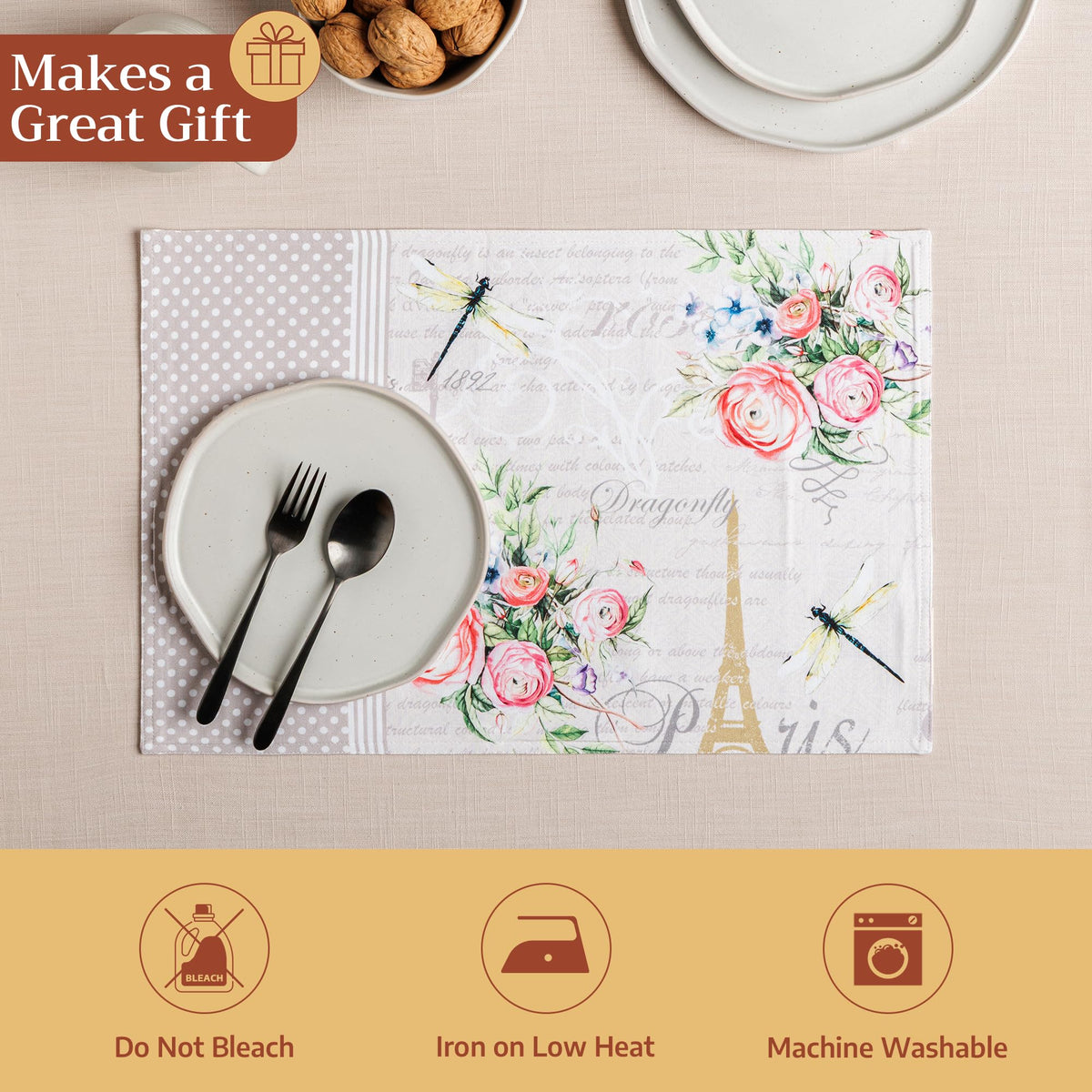 Placemats Set of 2 Reusable 100% Cotton (002 - Champ De Mars / 13" X 19" (Pack of 2))
