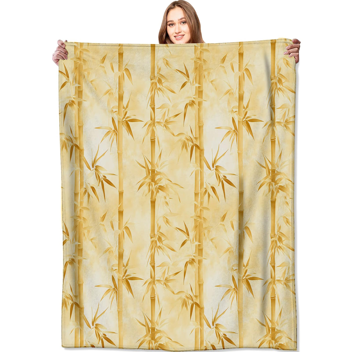 Zen Asian Inspired Blanket Golden Bamboo Throw Blankets (40x50in / Bamboo)