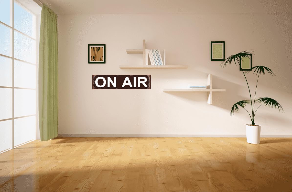 On Air Vintage Metal Sign for Podcast & Music Room (On Air / 16 x 4 Inch)