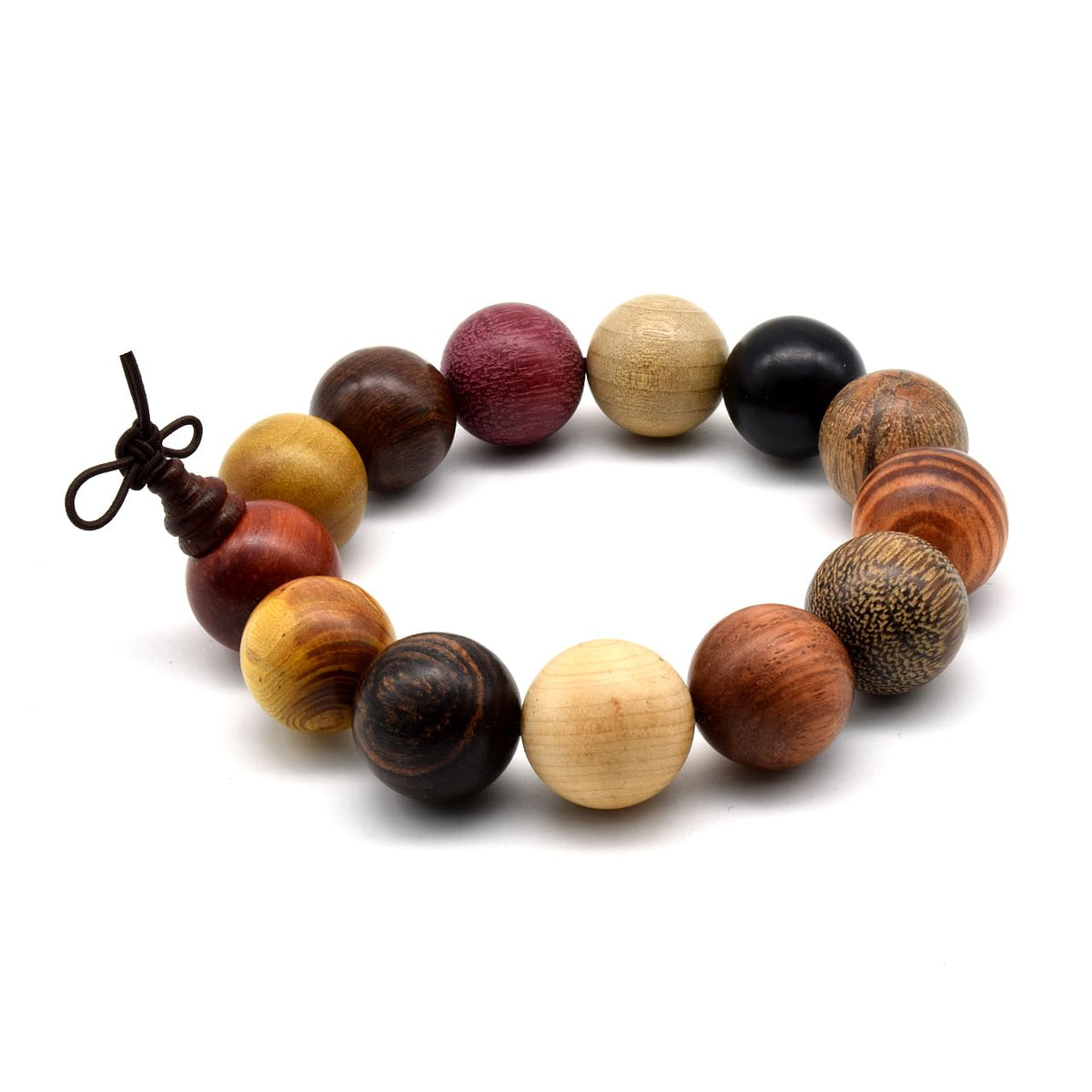 Unisex Natural Colorful Wood Buddhist Prayer Beads Bracelet Necklace Tibetan Mala Prayer Beads (18mm 13beads)