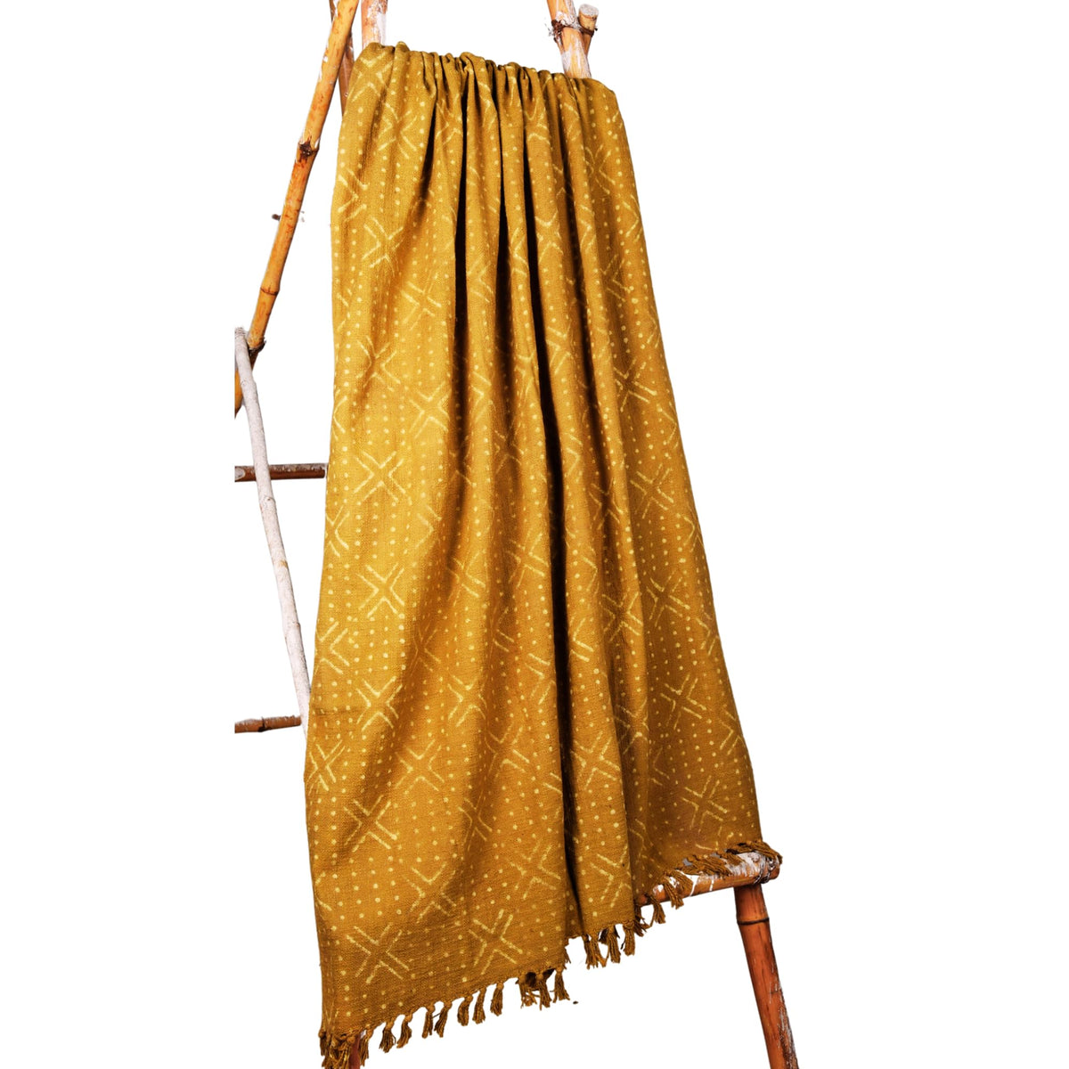 100% Cotton Soft Tassel Blanket (Mustard / Nova (120 x 170 Cms))
