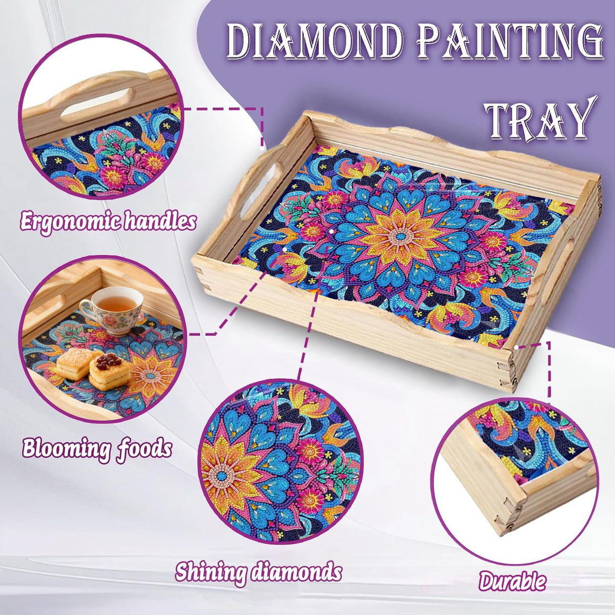 Mandala Diamond Art Tray DIY Kit for Adults Gift Decor 12.2×16.1 in (D Mandala AC NEW)