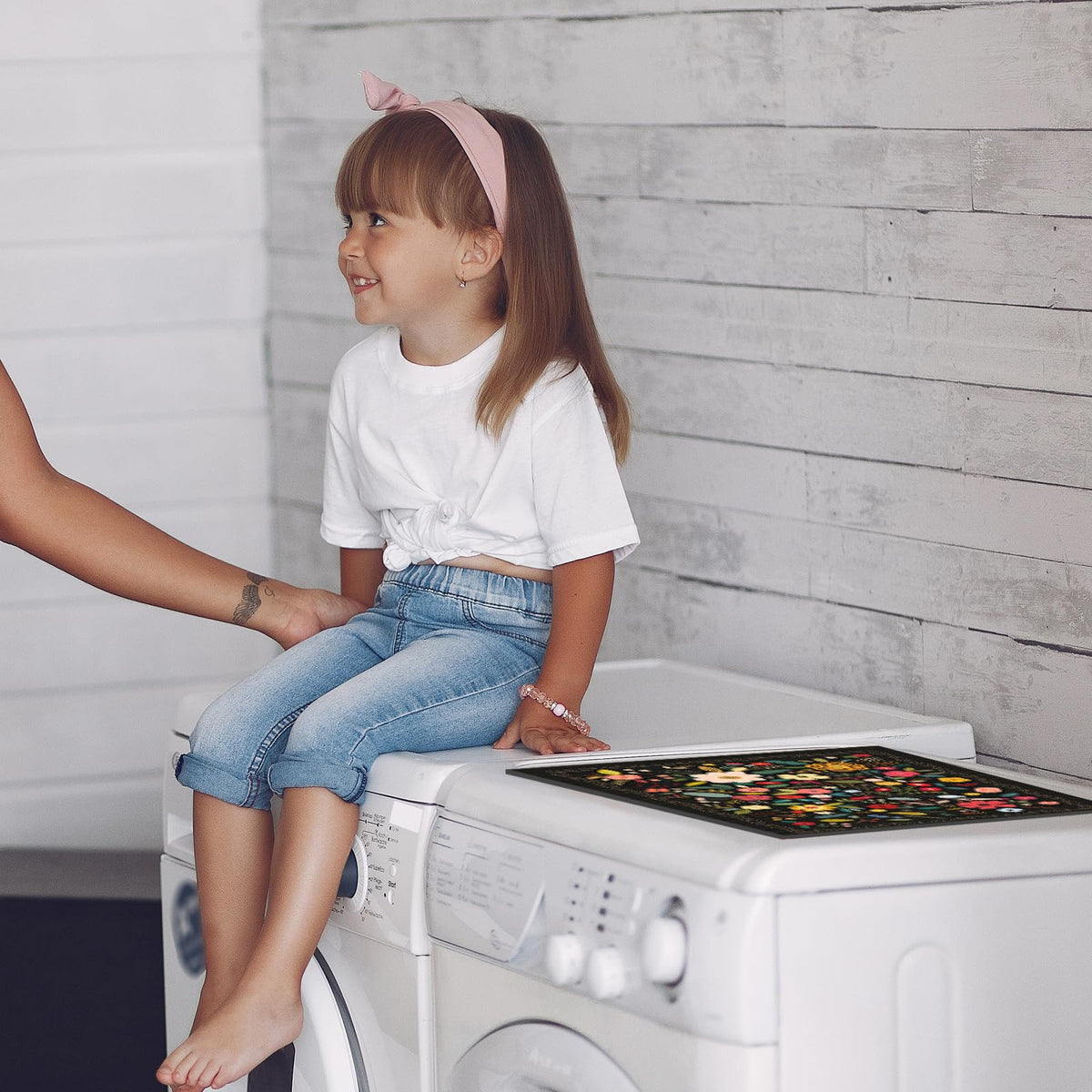 Dryer Top Protector Mat (black boho flower)