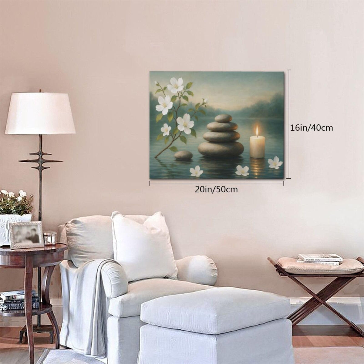 Zen Wall Art Zen Bathroom Wall Decor Spa Room Meditation Peaceful Pictures Decoration Spiritual Stone Canvas Painting Artwork Framed for Bathroom Living Room Bedroom Office 16"x20" (Zen / 20L"×16W")