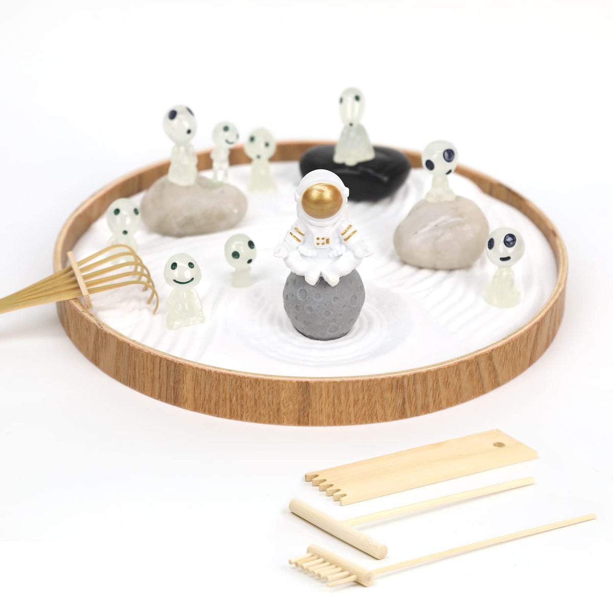 Mini Zen Garden for Desk Outer Space Themed (Spacemen Wh)